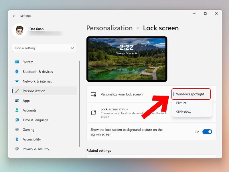 Tùy chọn Windows Spotlight