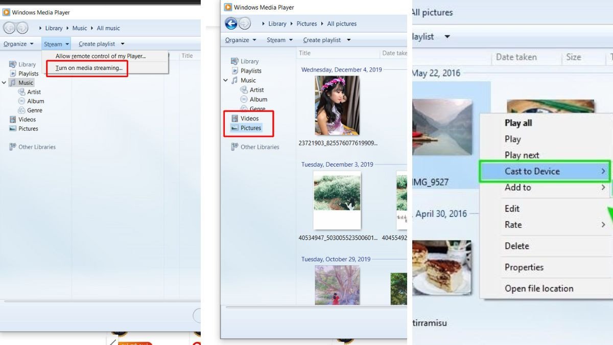 Ứng dụng Windows Media Player chia sẻ nội dung qua DLNA