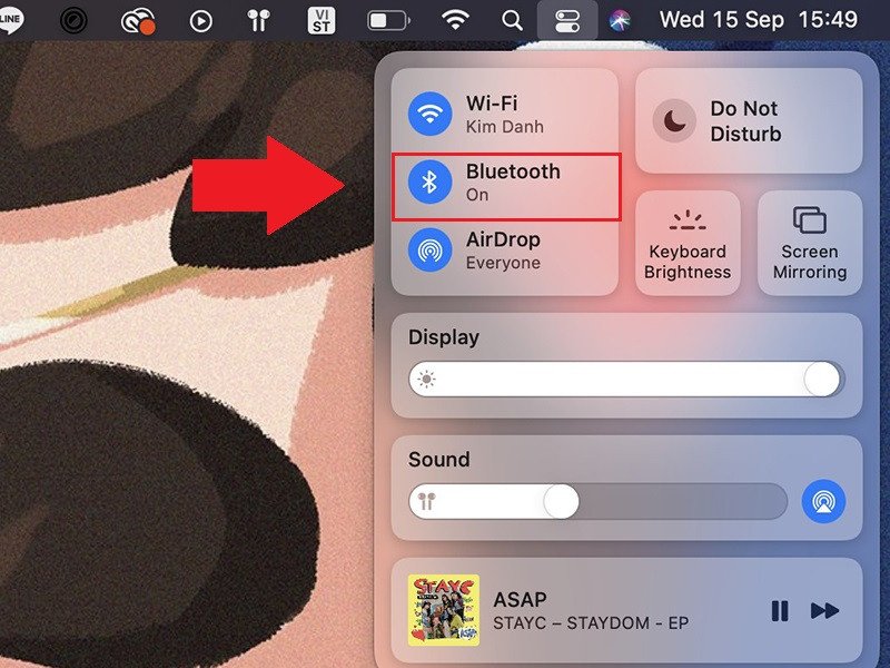 Vào Bluetooth thông qua Control Center trên MacBook