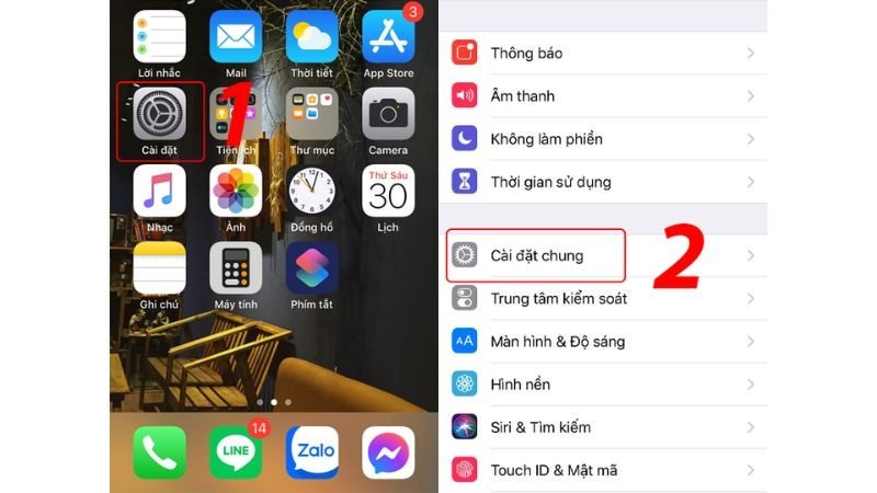 Vào Cài đặt chung để bật Handoff