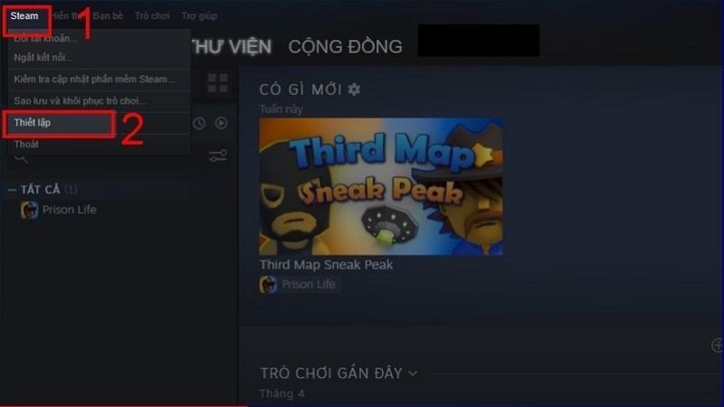 Vào cài đặt của Steam để quản lý cập nhật game