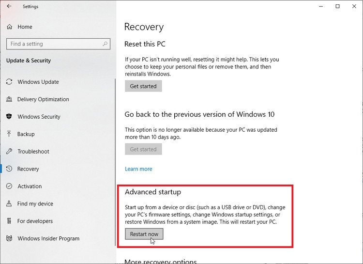 Vào cài đặt Update &amp; Security để khởi động Safe Mode cho laptop