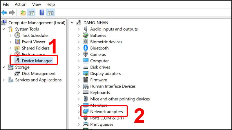 Vào Device Manage và mở rộng Network adapters
