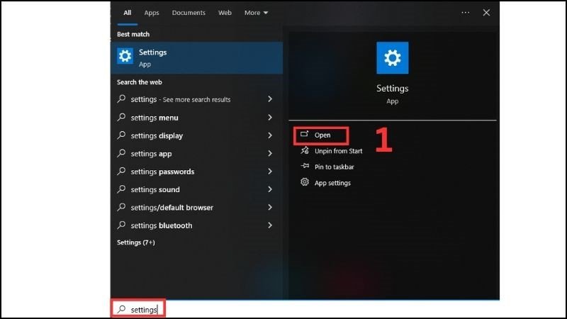 Vào Settings trên Windows 10 để quản lý tài khoản