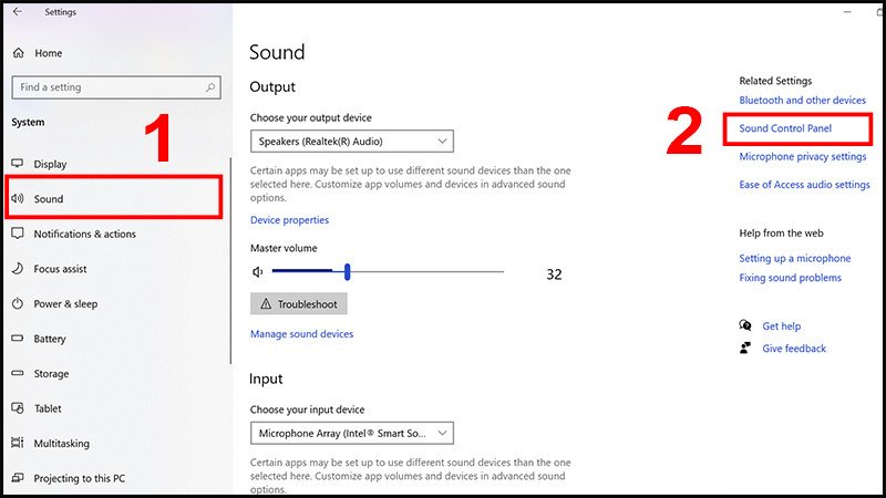 Vào Sound Control Panel để kích hoạt thiết bị âm thanh laptop Asus