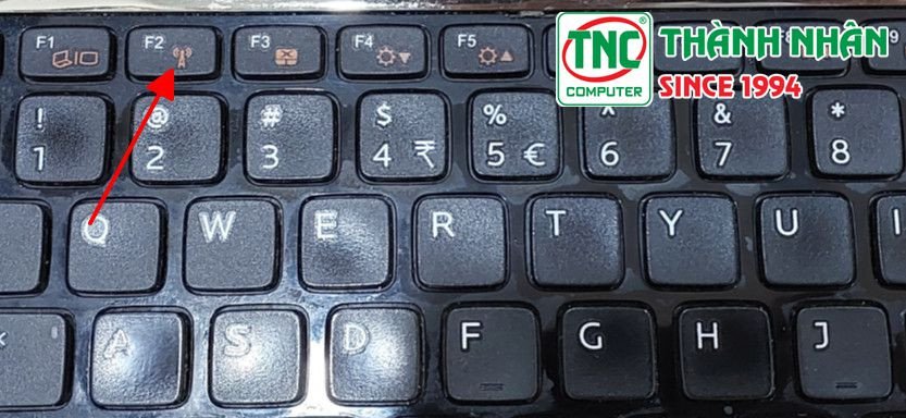 Vị trí phím chức năng bật tắt WiFi trên bàn phím laptop Dell