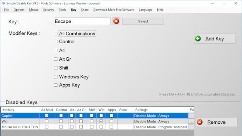 Vô hiệu hóa bàn phím bằng Simple Disable Key