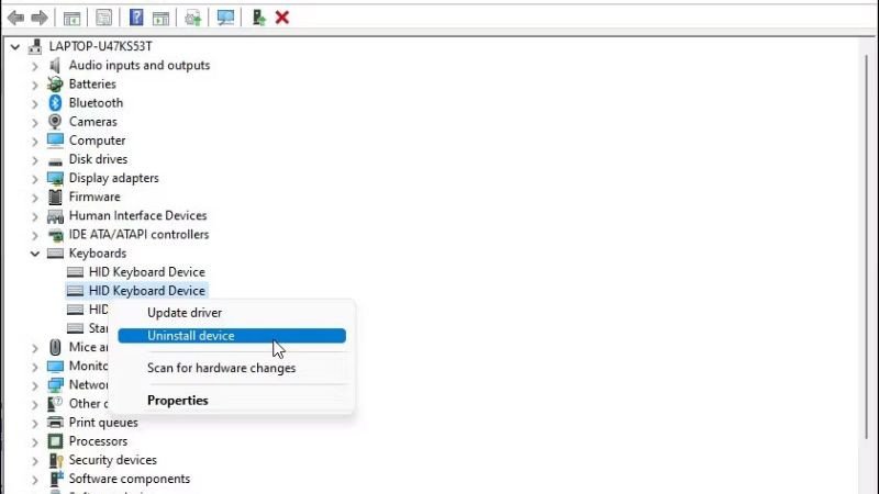 Vô hiệu hóa bàn phím laptop bằng cách gỡ driver