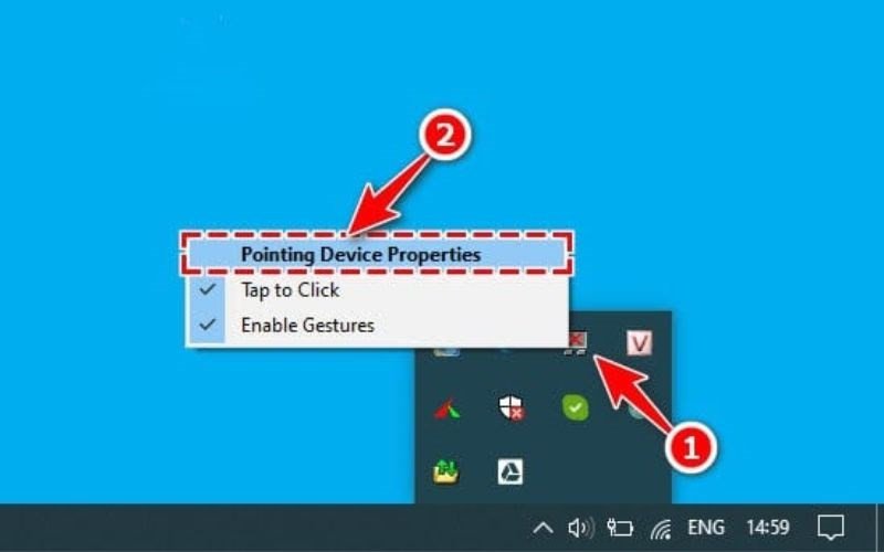 Vô hiệu hóa chuột cảm ứng laptop HP qua biểu tượng khay hệ thống