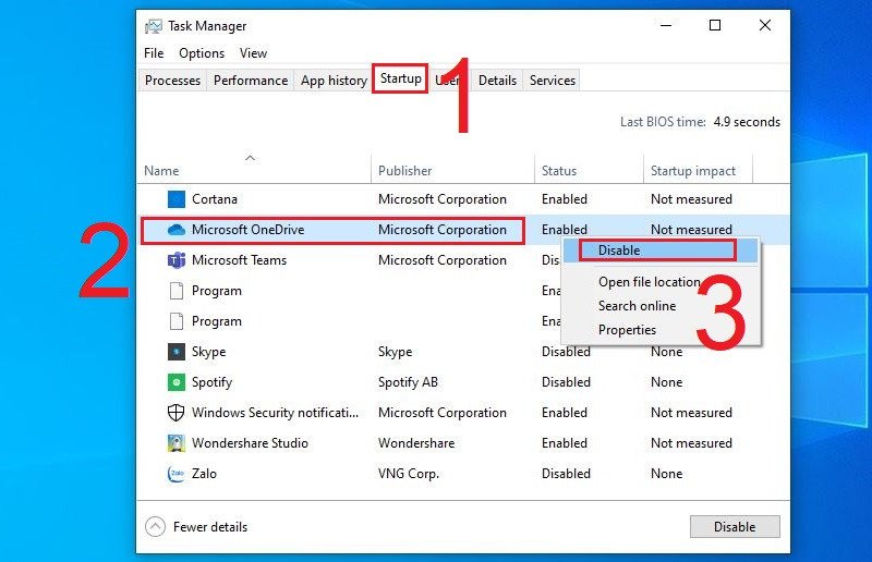 Vô hiệu hóa ứng dụng khởi động trong Task Manager giúp tăng tốc độ khởi động laptop