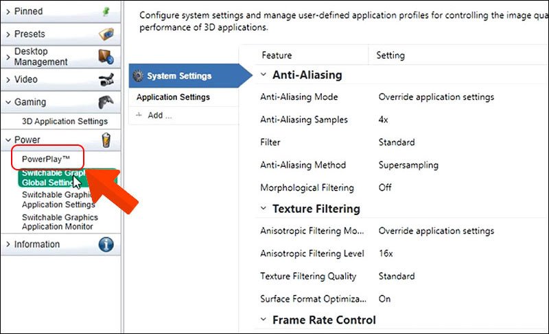 Vô hiệu hóa Vari-Bright trong cài đặt đồ họa AMD