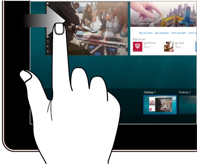 Vuốt từ cạnh trái màn hình cảm ứng laptop ASUS để mở Task view