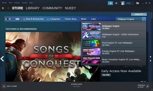 Wallpaper Engine giao diện chọn hình nền động cho laptop