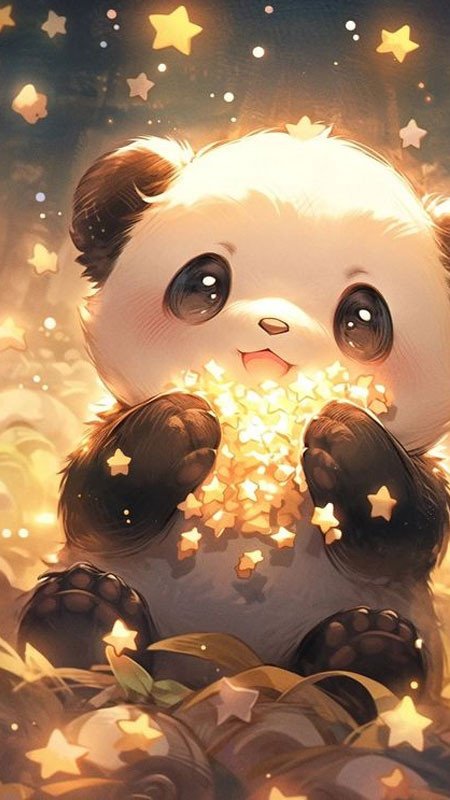 wallpaper gấu trúc 3D đang ngủ trên cành cây