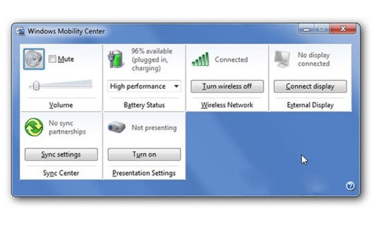 Windows Mobility Center