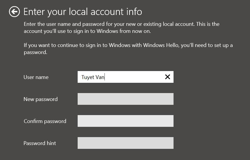 Xác nhận chuyển đổi sang tài khoản cục bộ để thoát tài khoản Microsoft trên laptop Windows 11