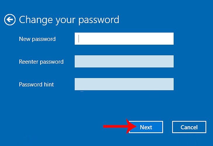 xác nhận mật khẩu mới khi đổi mk trên laptop