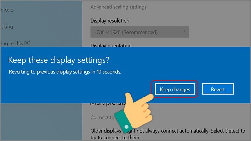 Xác nhận thay đổi hướng màn hình trên Windows 10
