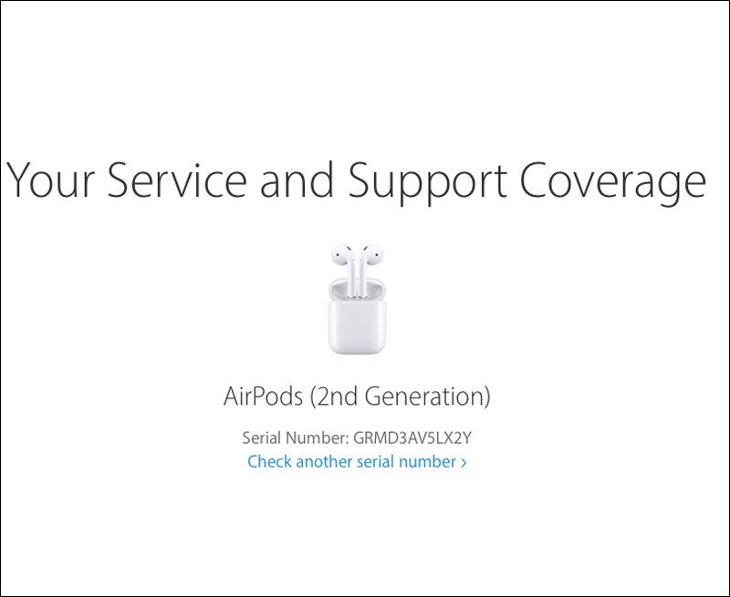 Xác thực số serial AirPods trên trang hỗ trợ của Apple