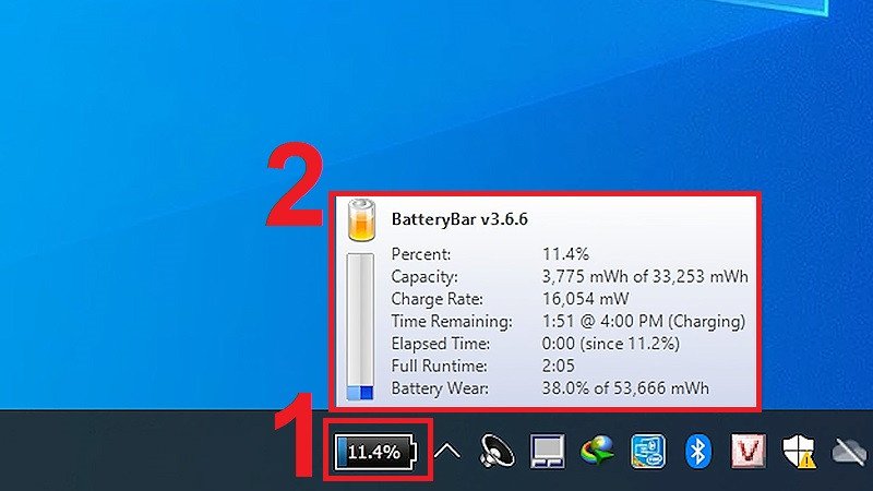 Xem độ chai pin laptop bằng Battery Bar