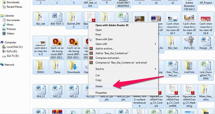 Xóa các mục Recent places giúp tối ưu laptop