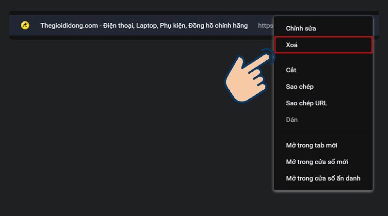 Xóa dấu trang không còn cần thiết từ Trình quản lý dấu trang
