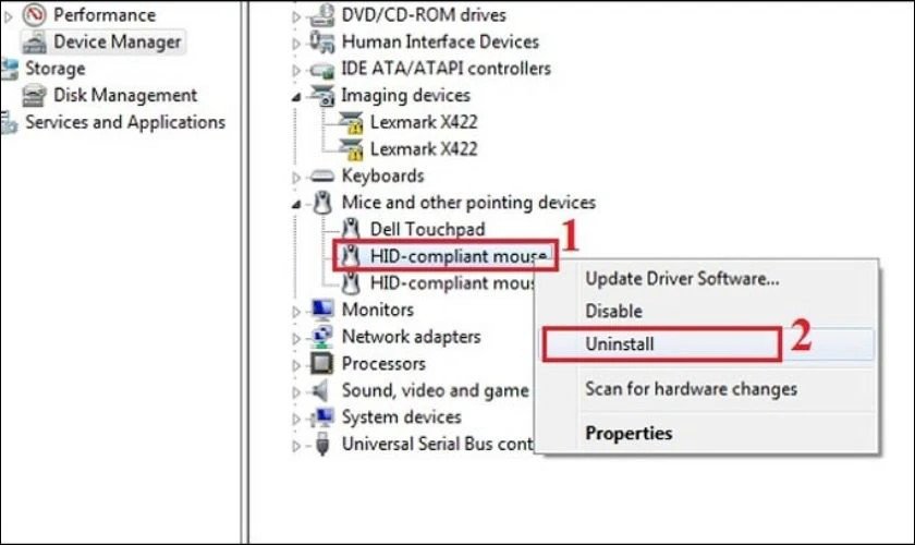 Xóa driver chuột rời để khắc phục xung đột touchpad trên laptop Dell