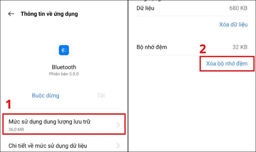 Xóa dữ liệu bộ nhớ đệm của ứng dụng Bluetooth