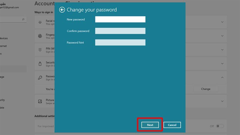 Xóa mật khẩu trên Windows 11