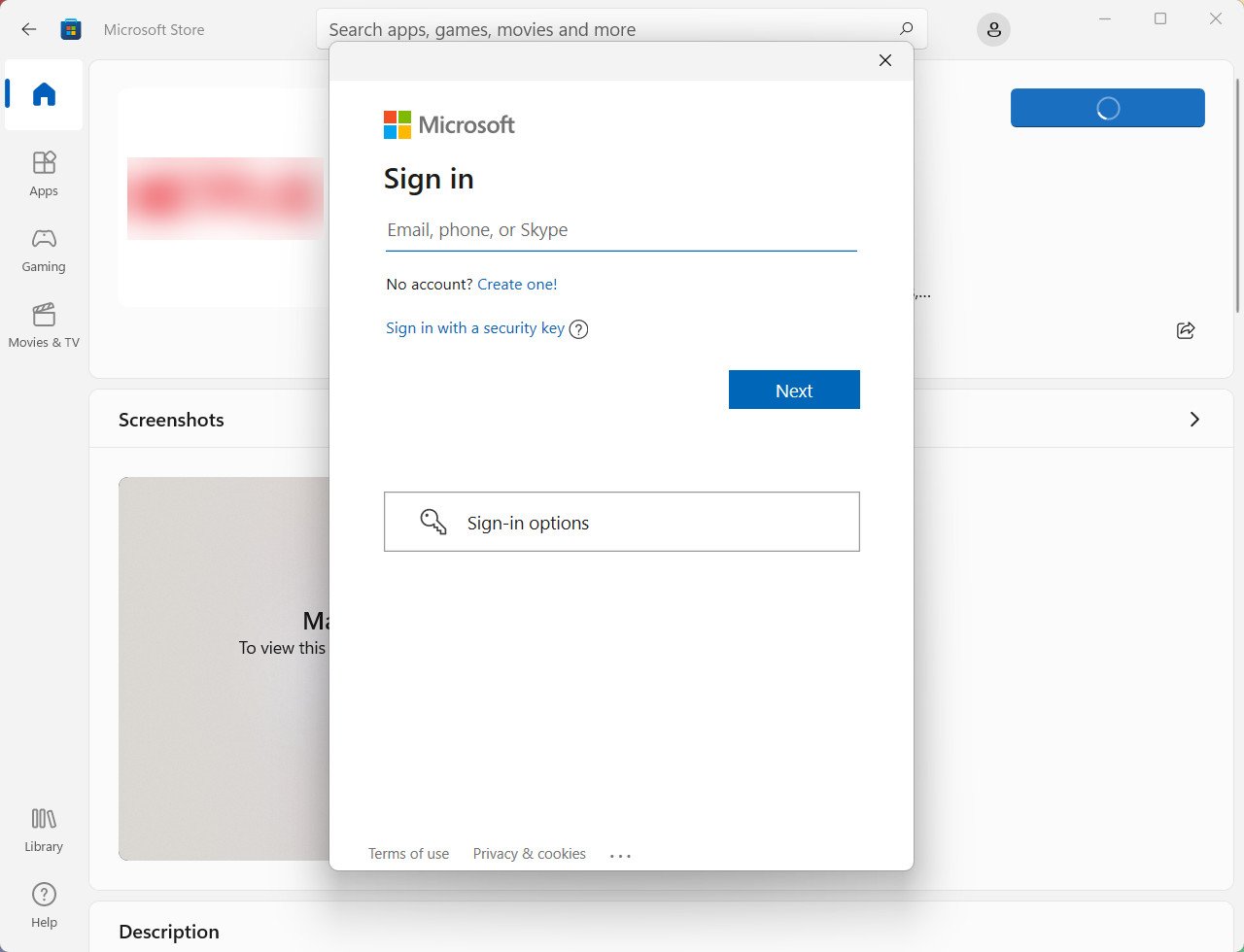Yêu cầu đăng nhập tài khoản Microsoft khi tải ứng dụng ASUS