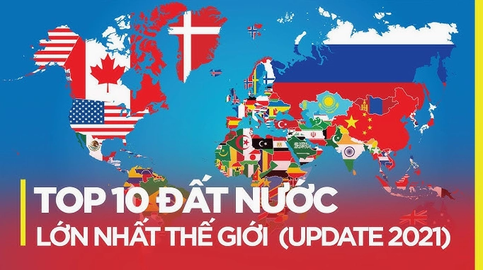 Đất Nước Nào Rộng Nhất Thế Giới? Khám Phá Diện Tích Khổng Lồ Bản đồ thế giới với các quốc gia có diện tích lớn được đánh dấu