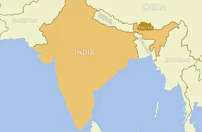 Bản đồ vị trí Bhutan trên dãy Himalaya