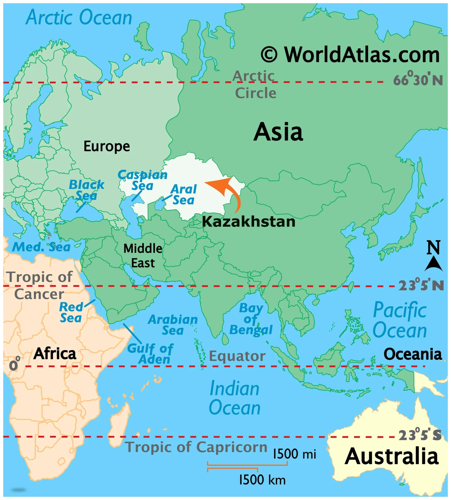 Bản đồ vị trí Kazakhstan