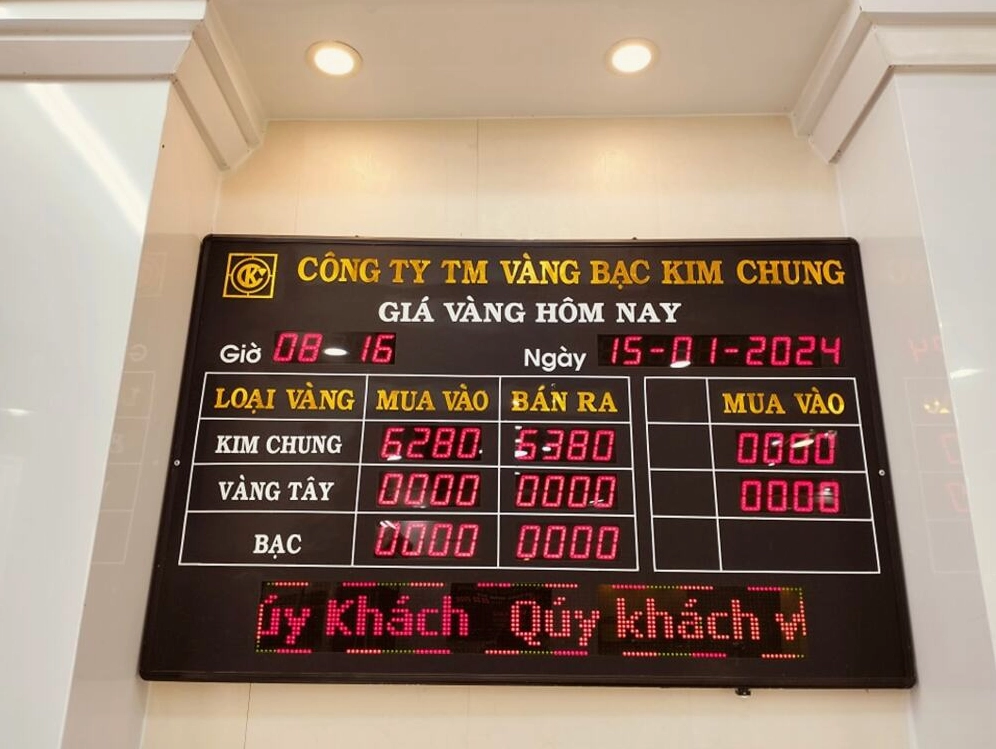 Bảng giá vàng Kim Chung Thanh Hóa hôm nay