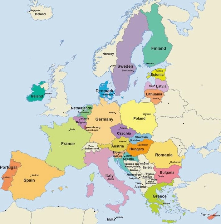 Europe Là Nước Nào? Khám Phá Các Quốc Gia Tại Lục Địa Châu Âu Biểu tượng Liên minh Châu Âu và bản đồ các nước thành viên
