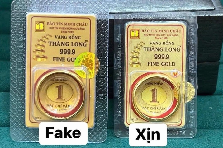Cửa hàng Bảo Tín Minh Châu trưng bày sản phẩm vàng