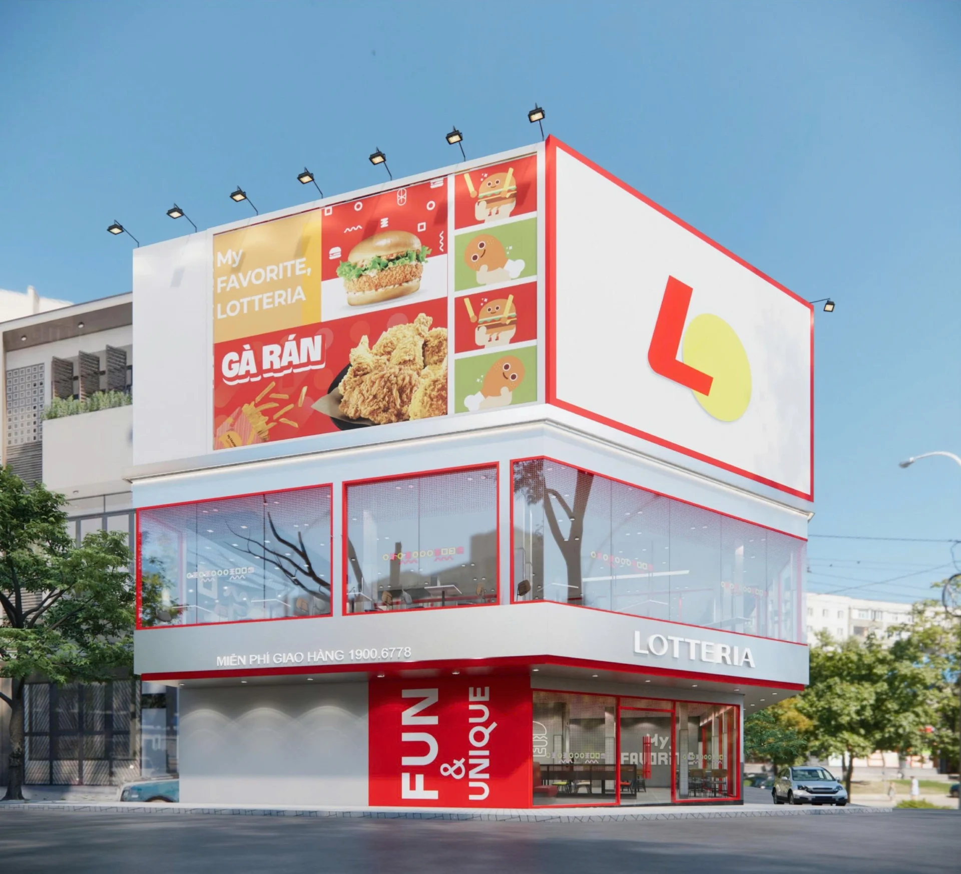 Lotteria của nước nào? Nguồn gốc và hành trình phát triển tại Việt Nam Cửa hàng Lotteria ngoài trời
