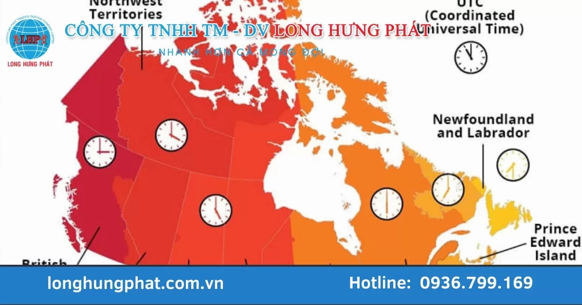 Minh họa chênh lệch giờ Việt Nam và Canada