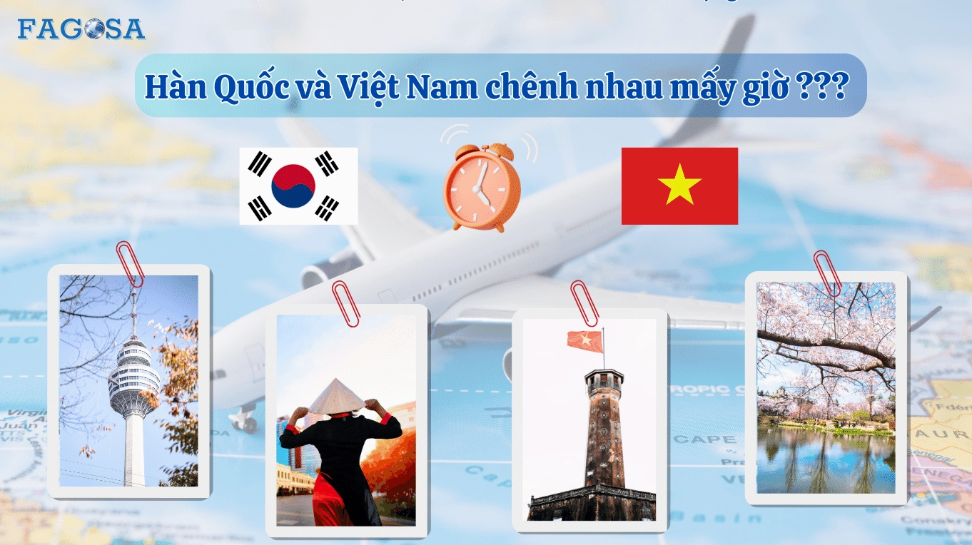 Đồng hồ hiển thị giờ Hàn Quốc và Việt Nam