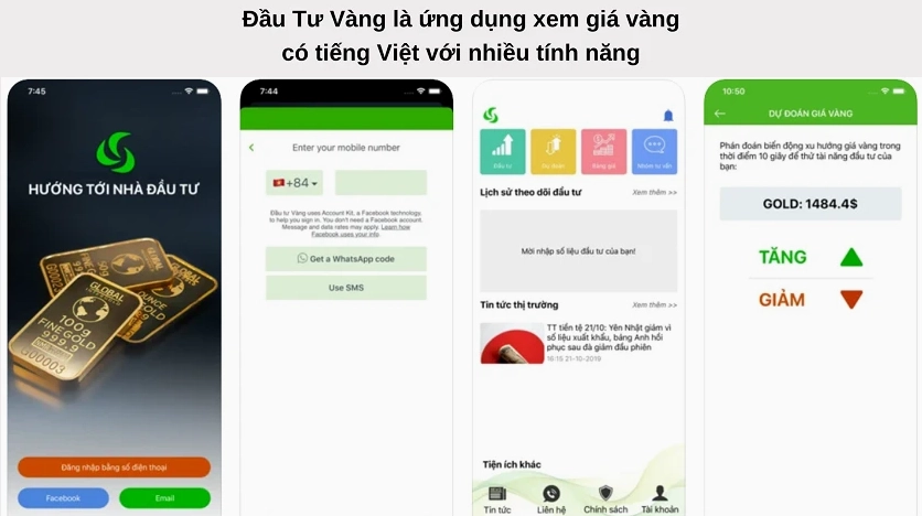 Theo dõi giá vàng trực tuyến trên smartphone