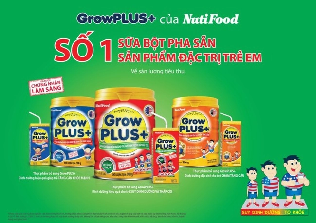 Trẻ em vui vẻ sử dụng sữa Nutifood Grow Plus+