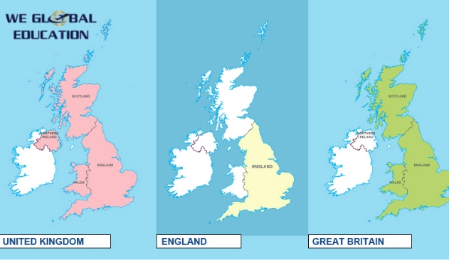 Bản đồ đảo Great Britain với các quốc gia cấu thành