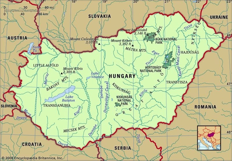 Hungary Thuộc Nước Nào? Giải Mã Vị Trí Địa Lý và Lịch Sử Bản đồ hành chính Hungary với các thành phố chính