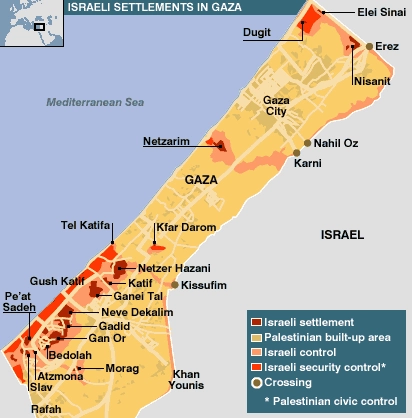 Bản đồ địa lý Dải Gaza