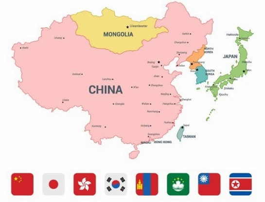 Bản đồ phân chia các khu vực địa lý tại châu Á