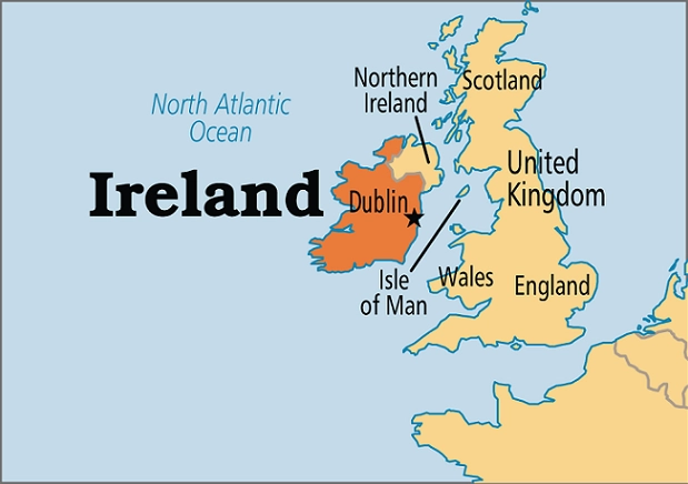 Bản đồ vị trí của Ireland