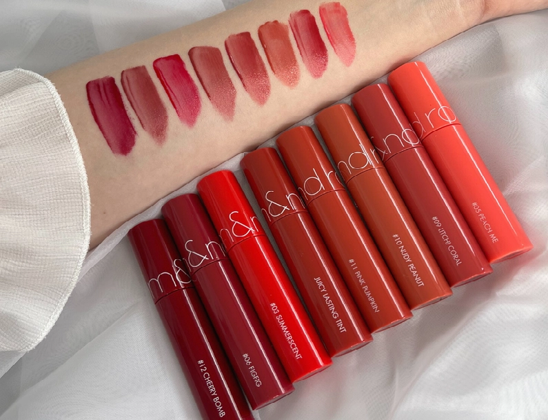 Bảng màu son Romand Juicy Lasting Tint
