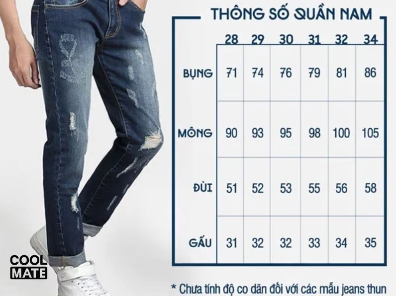 Bảng quy đổi size quần nam chi tiết
