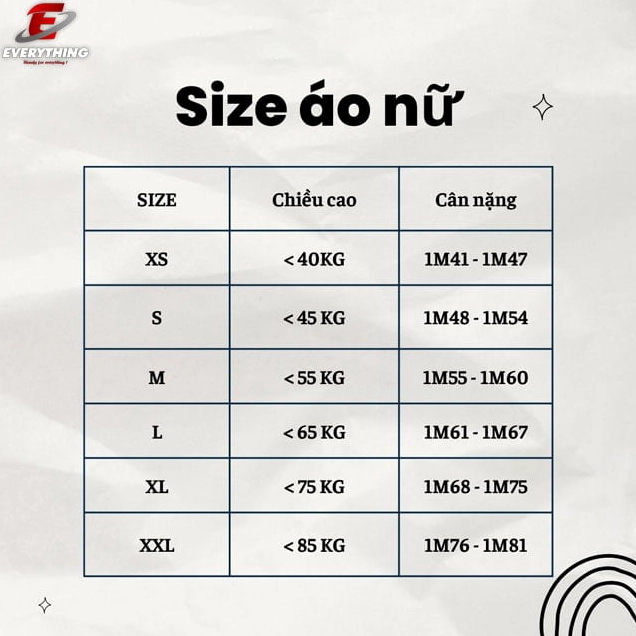 Bảng size đồ đá banh dành cho nữ và trẻ em