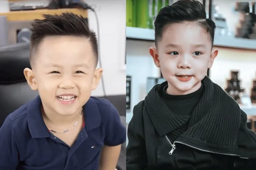 Bé trai với kiểu tóc ngắn sành điệu